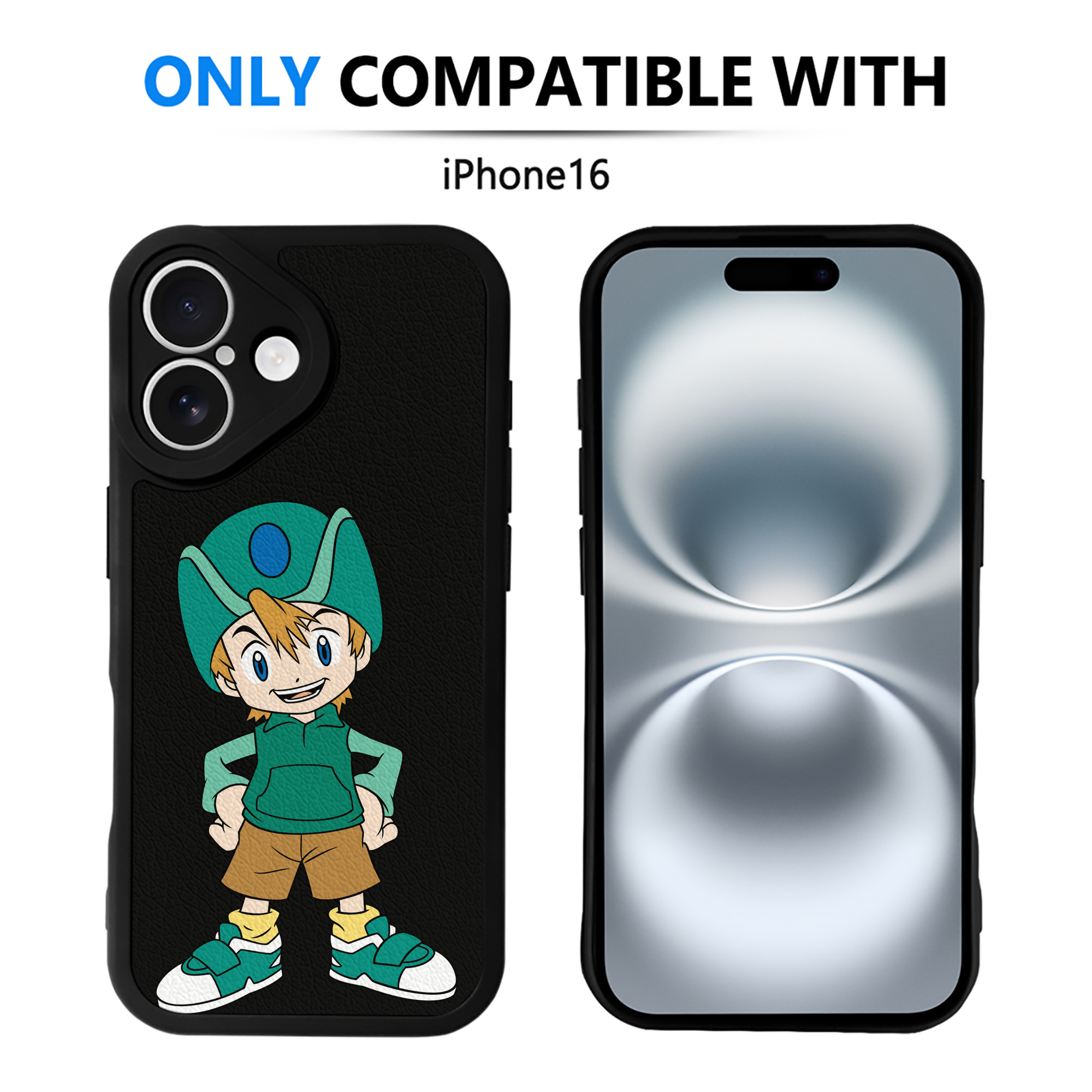 （画像用） Digimon デジタルモンスター/デジモン 【iPhone 16シリーズ対応】シリコンスマホケース（レザー調） 材質：シリコン